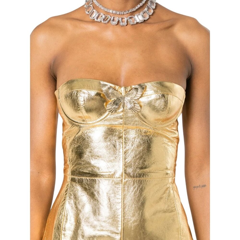 Blumarine Gold Metallic Strapless Midi Dress - Picture 12 of 16
